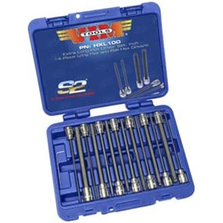 Vim Tools Vim Durston VMHXL100 14 Pieces SAE XL Hex Bit Set Ball and Straight Ends VMHXL100